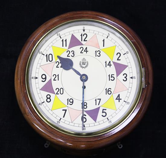 A 20th century Air Ministry mahogany cased wall timepiece, 18in.